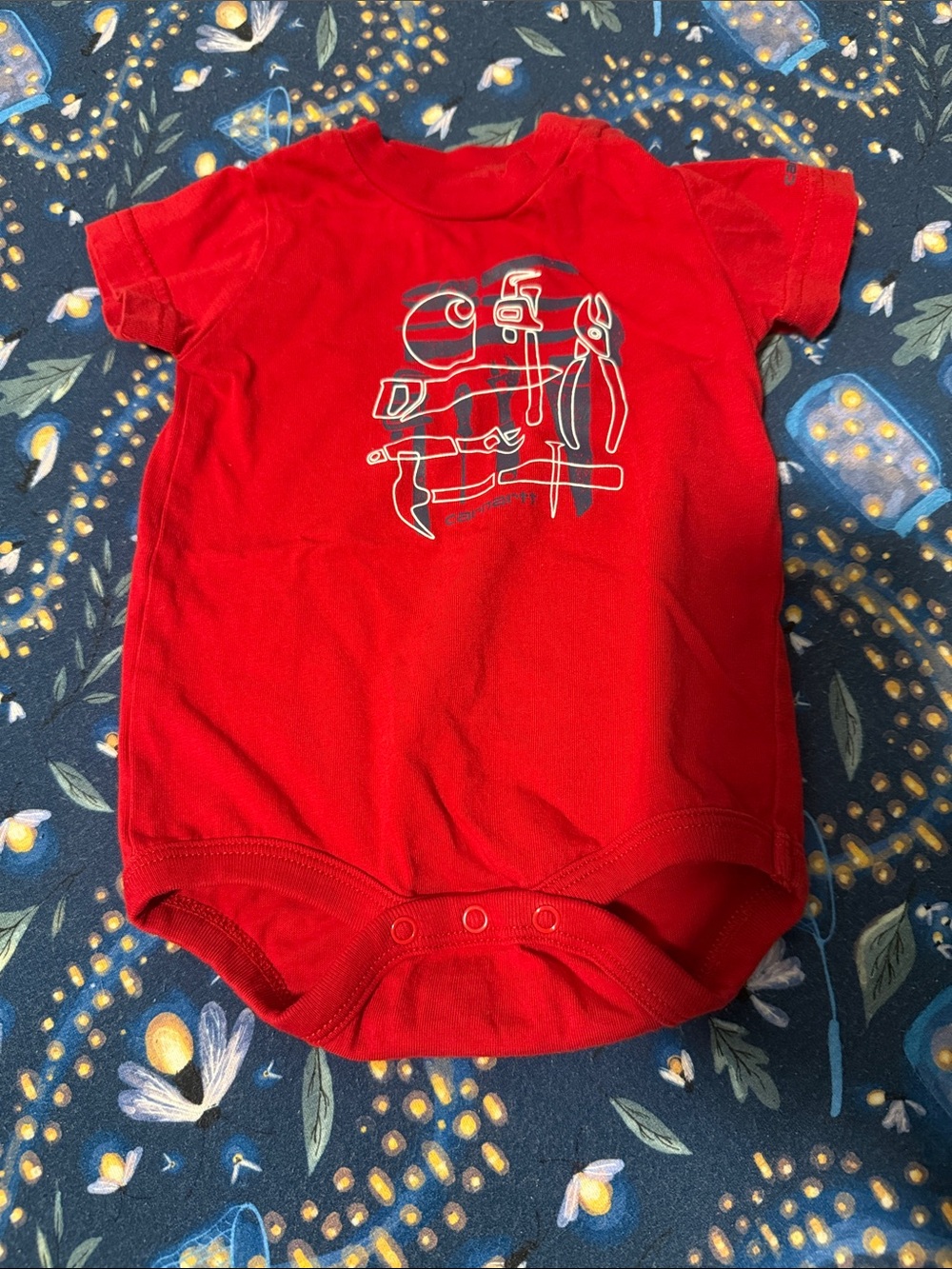 Carhartt Red Short-Sleeve Tool Graphic One-Piece Bodysuit